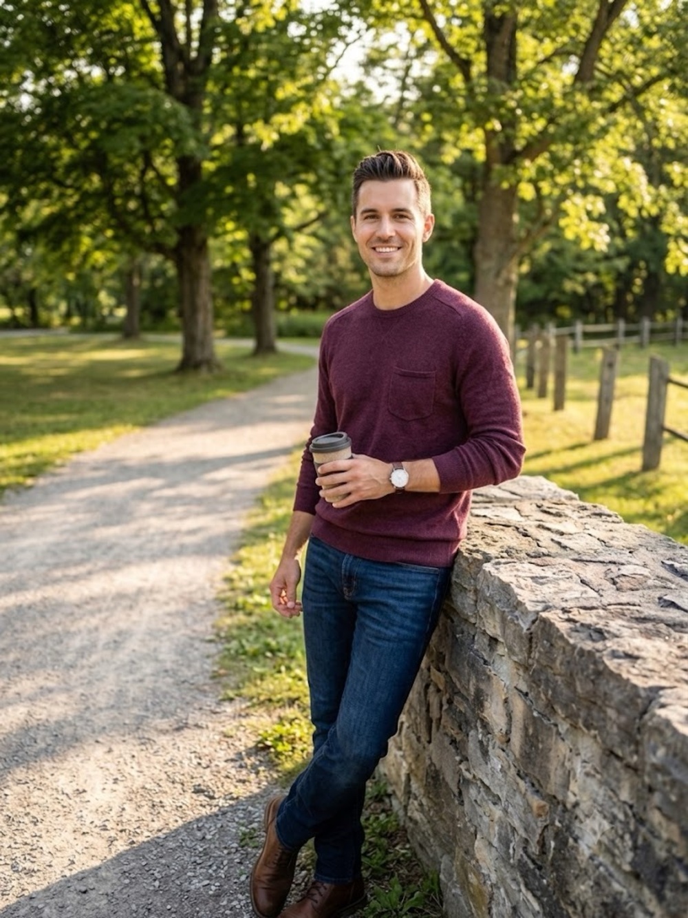 Men's RW&Co Burgundy Crewneck Sweater